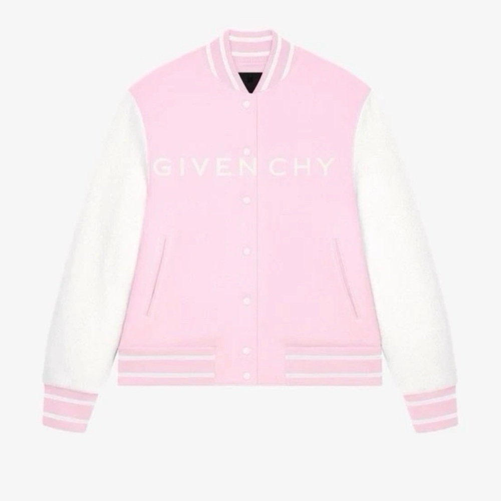 RARE Givenchy Pink Wool Varsity Bomber Jacket